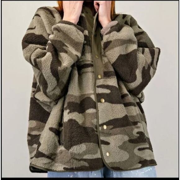 New without Tags EASEL Soft Camo Print Lined Fleece Jacket Side Pockets SZ S - Picture 4 of 16
